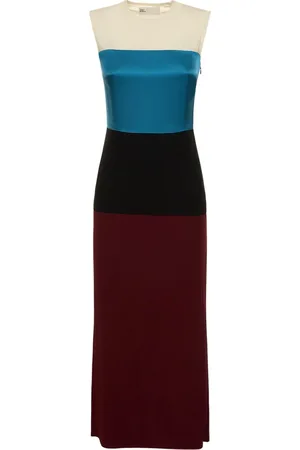 Tory Burch Vestito Midi In Lana Colorblock