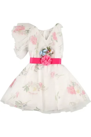 MONNALISA Vestito In Tulle Stampato / Cintura