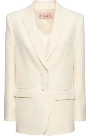 VALENTINO Giacca In Crepe Di Lana E Seta Con Logo