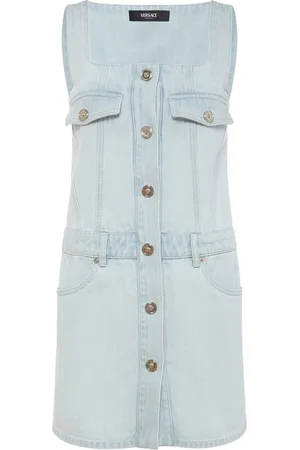 VERSACE Vestito In Denim Con Girovita Elasticizzato