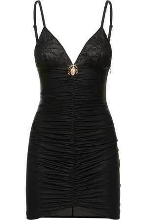 Alessandra Rich Vestito In Jersey Lamé Con Pizzo