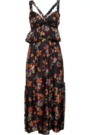 ULLA JOHNSON Vestito Midi Sigrid In Seta Stampata