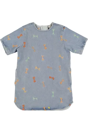 Stella McCartney Abito In Denim Di Cotone Organico Con Fiocchi