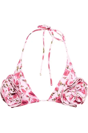 MAGDA BUTRYM Top Bikini Stampato Con Fiore 3d