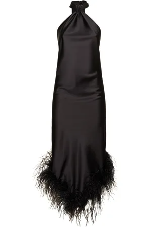 GIUSEPPE DI MORABITO Vestito Midi In Raso / Piume