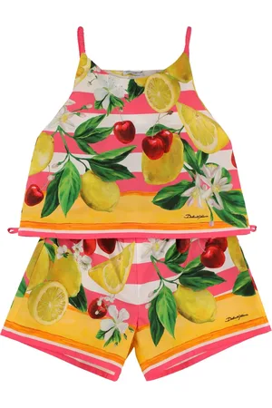 Dolce & Gabbana Shorts E Top In Cotone Con Stampa