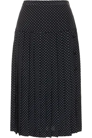 Alessandra Rich Gonna Midi In Seta Plissé A Pois