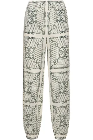 Tory Burch Pantaloni Vita Media In Cotone Stampato