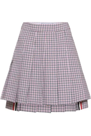 Thom Browne Minigonna In Crepe Check Plissé