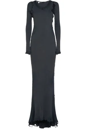 Balenciaga Vestito Maxi In Cotone Effetto Distressed