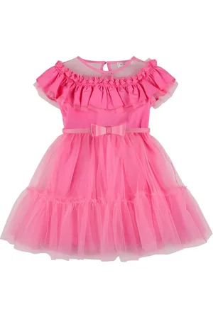 MONNALISA Abito In Raso E Tulle Con Ricami