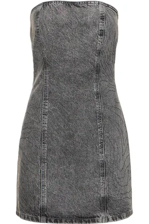 ROTATE Vestito In Denim Di Cotone Stonewashed