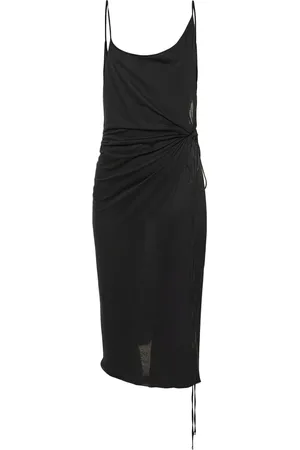 The Attico Vestito Midi In Jersey Di Cotone Con Spacco
