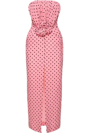 Alessandra Rich Vestito In Georgette Di Seta Floccata A Pois