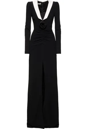 Alessandra Rich Vestito Da Sera In Cady Con Rosa