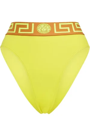 VERSACE Slip Bikini Vita Alta In Lycra Con Greca