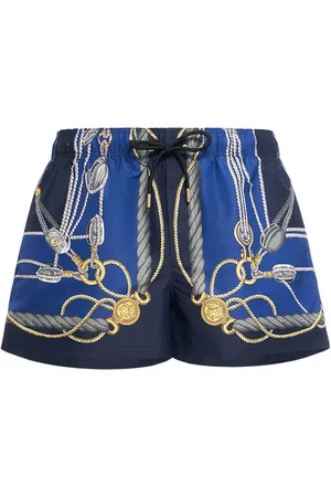 VERSACE Slip Mare Golfo Nautical In Nylon Stampato