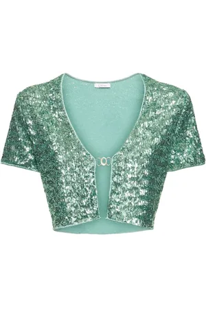 Oseree Top Cropped Con Paillettes E Dettaglio Catena