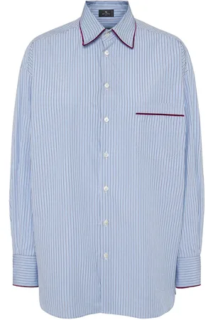 Etro Camicia In Popeline A Righe Con Taschino