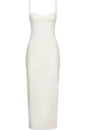 Reformation Vestito Midi Stormi In Popeline Di Cotone Stretch