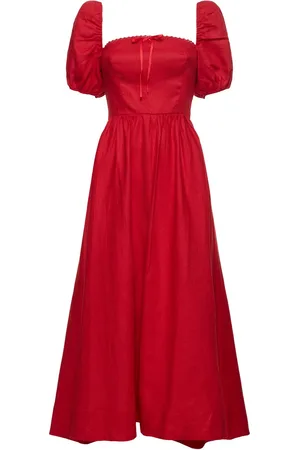 Reformation Vestito Midi Marella In Lino