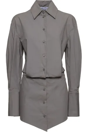 The Attico Vestito Mini Silvye In Popeline Con Bottoni