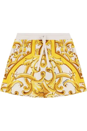 Dolce & Gabbana Gonna In Jersey Di Cotone Con Stampa Maiolica