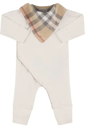 Burberry Tutina In Cotone E Bavaglino Stampa Check