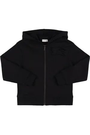 Burberry Felpa In Jersey Di Cotone Con Zip E Cappuccio