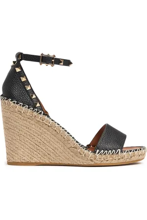 VALENTINO GARAVANI Sandali Rockstud In Pelle Con Zeppa 105mm