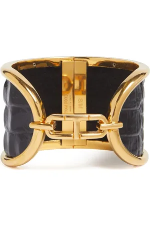 Tom Ford Bracciale In Pelle Goffrata E Ottone