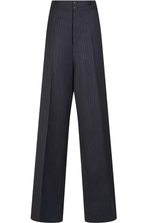 Maison Margiela Pantaloni Larghi Gessati In Lana