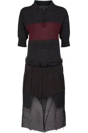 Maison Margiela Vestito Midi In Misto Lana A Strati