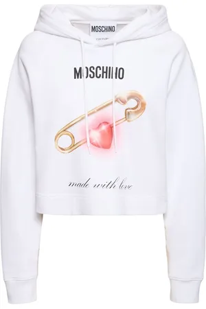 Moschino Felpa Con Cappuccio In Jersey Di Cotone Con Stampa