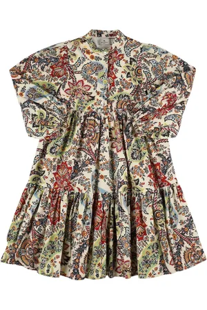 Etro Vestito Plissé In Cotone Stampato