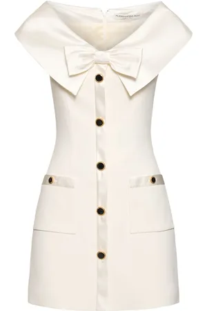 Alessandra Rich Vestito Con Spalle Scoperte In Cady Con Fiocco