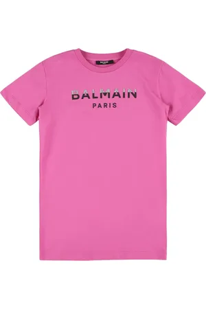 Balmain Vestito In Jersey Di Cotone Con Logo Stampato