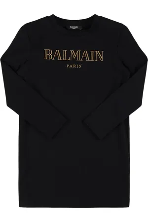 Balmain Vestito In Jersey Di Cotone Con Logo