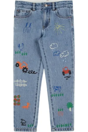 Stella McCartney Pantaloni In Denim Di Cotone Stampato