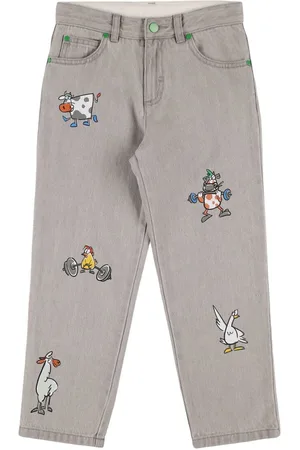 Stella McCartney Pantaloni In Denim Di Cotone Stampato