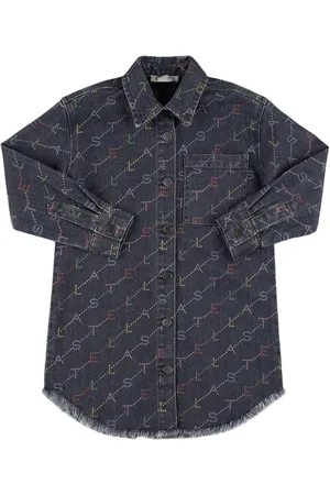 Stella McCartney Vestito In Denim Di Cotone Stampato