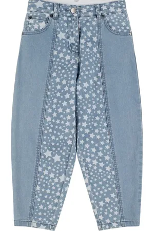 Stella McCartney Pantaloni In Denim Di Cotone Stampato