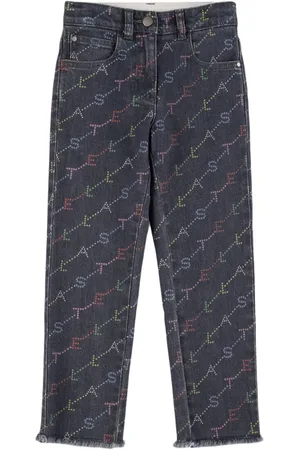 Stella McCartney Pantaloni In Denim Di Cotone Stampato