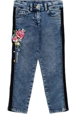 MONNALISA Jeans In Misto Cotone Con Ricami
