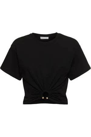 Paco rabanne T-shirt Cropped In Cotone Con Anello