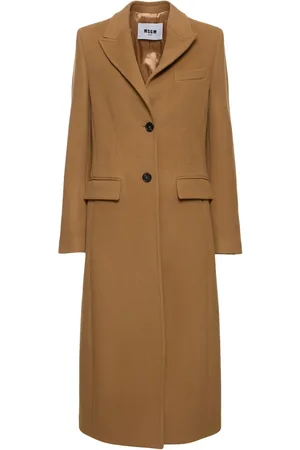 Msgm Cappotto Monopetto In Feltro Di Misto Lana