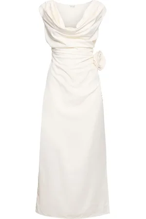 MAGDA BUTRYM Vestito Midi In Seta Drappeggiata Con Rosa