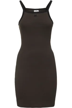 Courrèges Vestito In Jersey Di Misto Cotone Contrasto