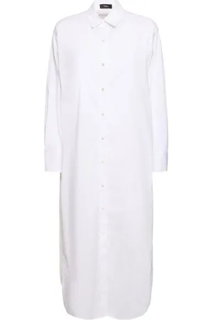 THEORY Vestito Midi In Popeline Di Misto Cotone