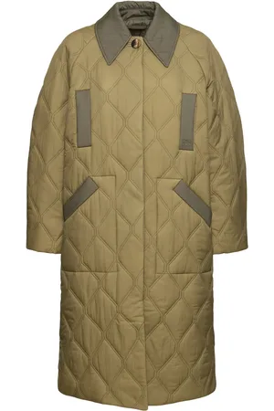 Ganni Cappotto Midi In Tessuto Trapuntato